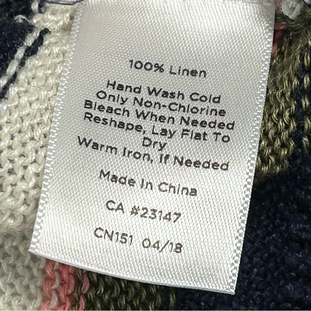 Talbots Knit‎ Top Size L Short Sleeve Round Lightweight 100% Linen Stripes - Picture 5 of 8